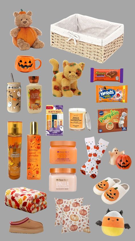 My dream boo basket #boobasket #boobasketideas #halloween #fall #fallaesthetic #wishlist #cozy Fall Baskets, Fall Basket, Halloween Baskets, Halloween