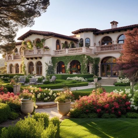 Mediterranean Style Mansion, Mediterranean Mansion Exterior, Mediterranean Mansion, Mansion Exterior, Hacienda Style Homes, Casas Coloniales, Dream Life House, Hacienda Style, Mansion Interior