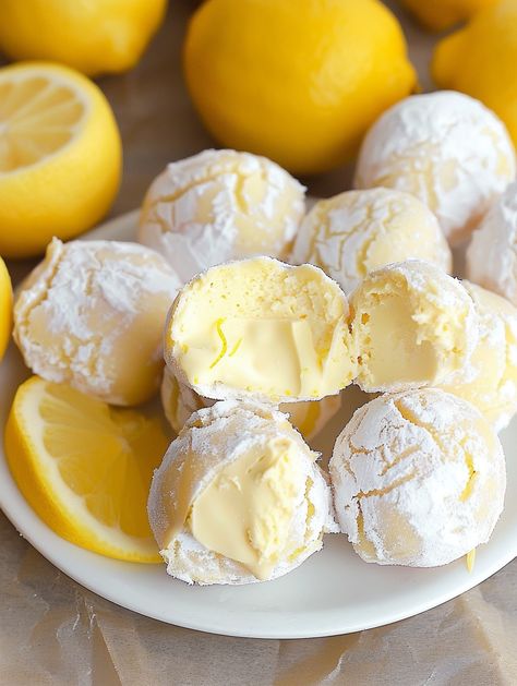 Lemon Truffles Easy Lemon Desserts 3 Ingredients, Lemon Desserts Easy, Candied Lemon Slices, Peanut Butter Cream Pie, Bon Bons Recipe, Lemon Truffles, Lemon Ice Cream, Lemon Custard, Candied Lemons