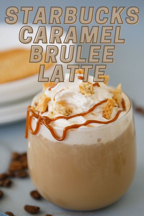 Make this Starbucks Caramel Brulee Latte at home with this money-saving recipe. Enjoy it hot or iced for a delicious treat to start your day. Starbucks Caramel Brulee Latte, Starbucks Caramel Brulee, Caramel Brulee, Caramel Brulee Latte, Latte At Home, Starbucks Caramel, Copycat Starbucks, Waffle Cookies, Coffee Cookies