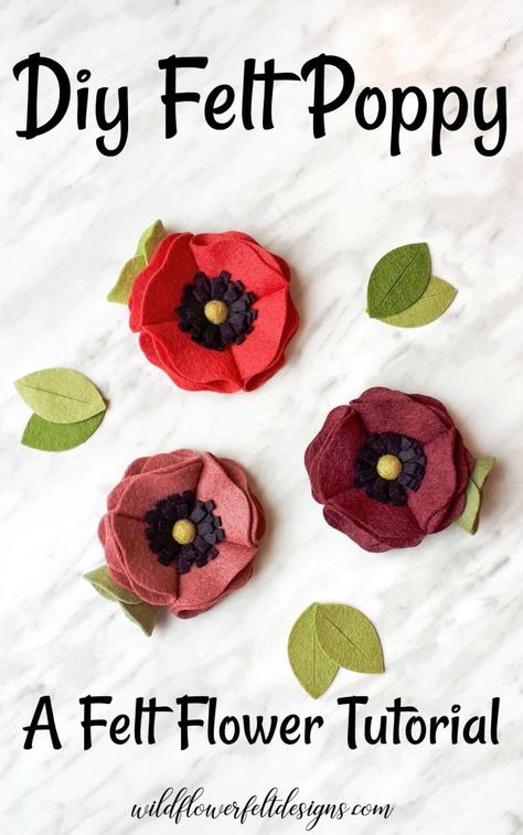 Diy Poppy Pin, Poppy Pins Diy, Poppy Diy, Felt Poppy, Poppy Tutorial, Making Felt, Felt Flowers Patterns, Felt Flower Tutorial, Felt Flowers Diy