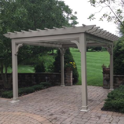 10 x 12 Traditional Vinyl Pergola Shown in Clay Vinyl Pergola Patio Ideas, Vinyl Pergola, Patio Pergola, Wooden Pergola, Pergola Patio, Pergola Designs, Deck Ideas, Custom Vinyl, Gazebo