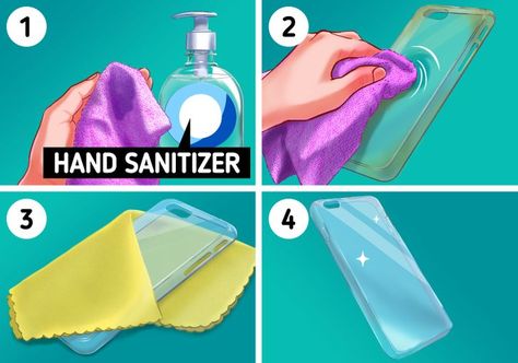 How To Clean A Transparent Phone Case, How To Clean A Dirty Phone Case, How To Clean Phone Case, Clean Phone Case, Phone Mask, House Hacks, Clean Phone, Cell Case, Cell Phone Covers