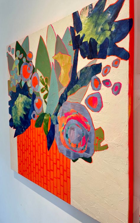 Bed Painting, Statement Wall Art, Canvas Art Painting Acrylic, Floral Still Life, Abstract Flower Art, Art Bar, Modern Pop Art, Colorful Abstract Painting, Statement Wall