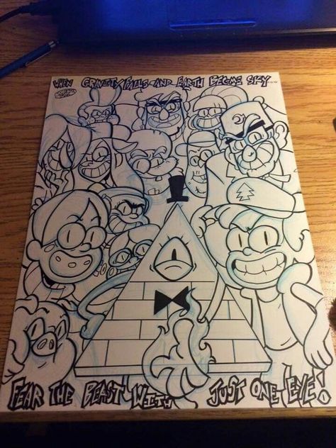 Gravity Falls Painting Ideas, Gravity Falls Drawings Pencil, Gravity Falls Sketches, Gravity Falls Drawings, Fall Drawings, Desenhos Gravity Falls, Gravity Falls Fan Art, Gravity Falls Art, Disney Art Drawings