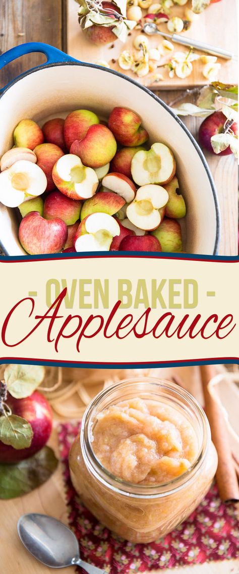 Went apple picking? This Oven Baked Applesauce is so delicious and easy to make, you'll never again wonder what to do with your overage of apples! Baked Applesauce, Fruit Desserts Healthy, Baked Apple Dessert, Healthy Fruit Desserts, Desserts Healthy, Apple Sauce Recipes, Dutch Oven Cooking, Apple Dessert Recipes, Homemade Applesauce