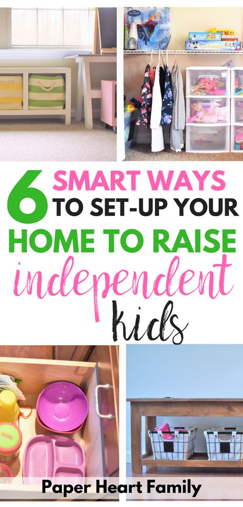 Raising independent children- These home organization tips will help your to organize your home in a way that will foster independence in your kids. Encourage independence without having to nag your kids! Kid Organization, Independent Toddler, Home Organization Tips, Age Appropriate Chores, Be Independent, Intentional Parenting, Organisation Hacks, Kid Hacks, Organize Your Home