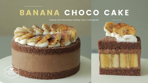 In Cooking Tree, Banana Chocolate Cake is on the menu, and we'll show you how to make them from scratch. The post Banana Chocolate Cake Recipe appeared first on Cooking Tree. Banana Entremet, Banana Decoration, Banana Chocolate Cake, Cream Filling Recipe, Cooking Tree, Chocolate Banana Cake, Cake Recipes For Kids, Cake Banana, Asmr Youtube