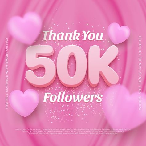 Thank You Cake, Pink Banner, Kim Samuel, Font Effect, 50k Followers, 2024 Goals, 3d Font, Vision Board Photos, 500 Followers