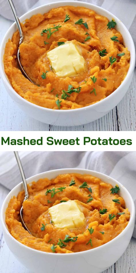 This easy recipe for mashed sweet potatoes uses butter, maple syrup, and cinnamon to enhance the potatoes' naturally sweet flavor. Easy Mashed Sweet Potatoes, Mashed Sweet Potatoes Healthy, Sweet Potato Recipes Mashed, Sweet Potato Recipes Healthy, 20 Minute Recipes, Side Dishes Recipes, The Leftovers, Healthy Food Blogs, Mashed Sweet Potatoes