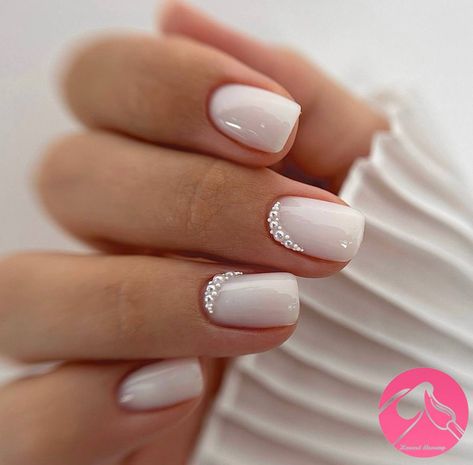 Nail Shapes Square, Classy Nail Designs, Easy Nails, Simple Acrylic Nails, Pearl Nails, Nail Idea, Bride Nails, Short Acrylic Nails Designs, Short Nail Designs