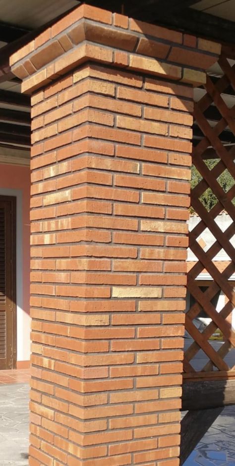 Brick Wall Gardens, Brick Pillars, Brick Paver Patio, Compound Wall Design, Brick Columns, Hacienda Style Homes, Brick Construction, Entrance Gates Design, Brick Masonry