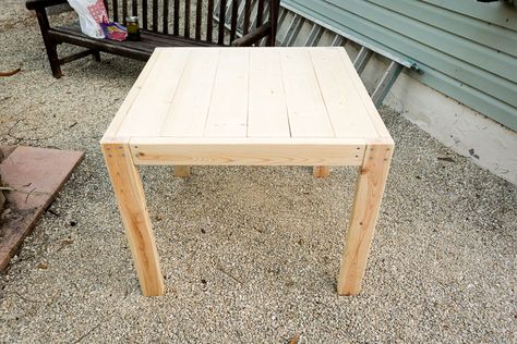 DIY Square Farmhouse Table 2x4 Dining Table, Diy Easy Farmhouse Table, Diy Wooden Patio Table, Diy Square Outdoor Dining Table, Square Outdoor Table, Farmhouse Patio Table Diy, Square Farmhouse Pub Table, Square Farmhouse Table, Square Farmhouse