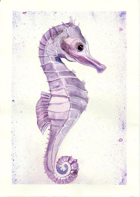 Seahorse Original Watercolour Painting A4 Marine Sea Ocean Seahorse Artwork, Seahorse Painting, Watercolor Horse Painting, Seahorse Tattoo, Seahorse Art, Marine Sea, Scuba Dive, Watercolor Horse, Water Art