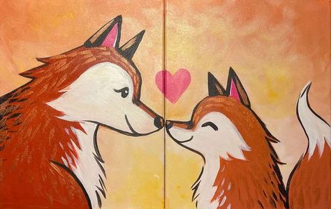 Foxy Family - Sun, May 12 11AM at Naperville Couple Painting Ideas On Canvas, Couples Painting, Fairytale Lover, Couples Canvas Painting, Pinots Palette, Art Mom, Painting Parties, Couples Canvas, Sip N Paint