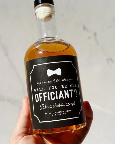 Officiant Proposal Whiskey Label, Officiant Proposal Box, Whiskey Proposal, Groomsmen, Officiant Gift, Groomsmen Proposal, Wedding Officiant - Etsy Officiant Wedding Proposal, Ordained Minister Proposal, Wedding Party Proposal Ideas, Officiant Proposal Ideas, Wedding Officiant Proposal, Officiant Proposal, Officiant Gift, Wedding Officiant Gift, Sky Blue Weddings