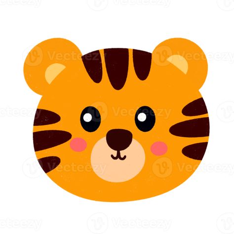 Tiger Face Drawing Easy, Tiger Head Illustration, Creepy Puppet, Cute Tiger Cartoon, Tiger Face Drawing, Tiger Clipart, Simple Face Drawing, Tiger Cartoon, Ribbed Jeans