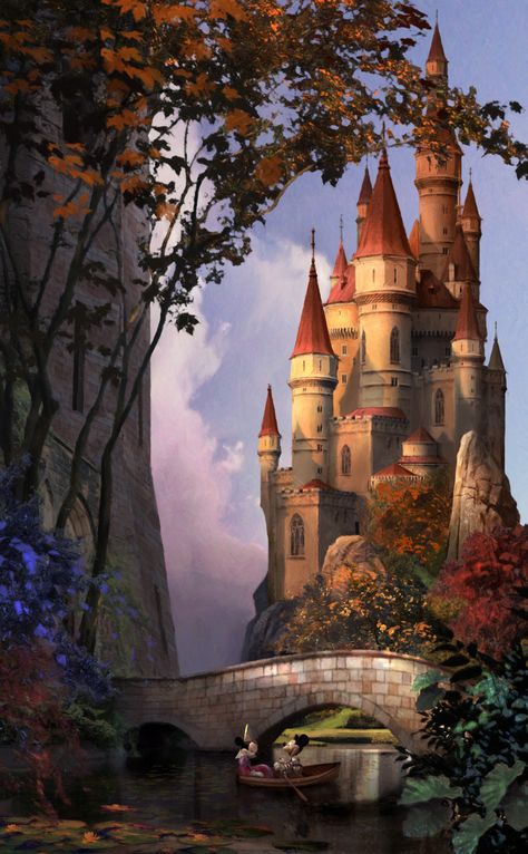 Castle Illustration, Castle Painting, Chateau Medieval, Disney Fine Art, My Princess, Fantasy Castle, Fantasy Places, Thomas Kinkade, Disney Castle