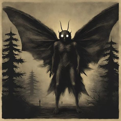 The True Story Behind The Mothman of West Virginia - US Ghost Adventures Moth Man Drawing, Mothman Fanart, Mothman Aesthetic, Mothman Art, Dover Demon, Point Pleasant West Virginia, High Strangeness, Goth Moth, Moth Man