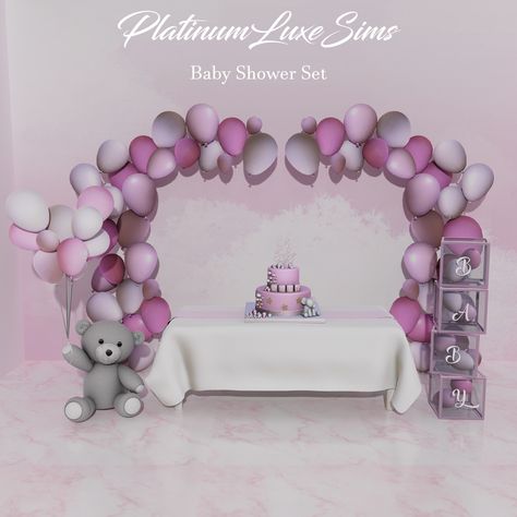 Sims 4 Baby Shower Cc, Sims 4 Cc Baby, Sims 4 Jobs, Baby Shower Clothes, Bear With Balloons, Babby Shower, Sims 4 Toddler Clothes, Baby Shower Venues, Sims 4 Tattoos