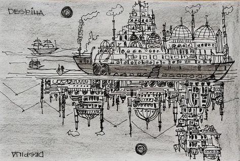 Invisible Cities Study Guide & Illustrations | Medium Mental Map, Invisible Cities, Architecture Graphics, Water Bodies, Truth Of Life, Pen Sketch, Human Emotions, Urban Planning, Study Guide