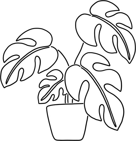 monstera plant continuous line freehand drawing. Plant Outline Drawing, Plant Outline, Dream Restaurant, Freehand Drawing, Monstera Plant, Plant Drawing, Outline Drawings, Continuous Line, Free Png