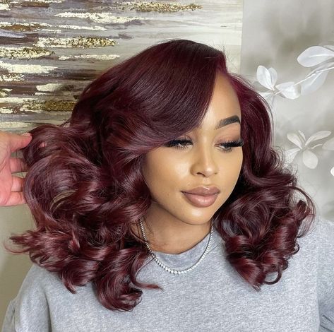 Auburn Violet Hair, Burgundy Purple Hair On Black Women, Plum Hair On Brown Skin, Dark Plum Hair Color On Black Women, Plum Purple Hair Black Women, Dark Purple Natural Hair Black Women, Mommy Hairstyles, Maroon Hair, Wine Hair