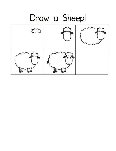 draw-a-sheep How To Draw A Sheep, Draw A Sheep, Sheep Drawing, Cartoon Sheep, A Sheep, Primary School, Fine Motor, Easy Drawings, Sheep