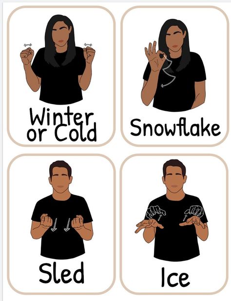 Christmas Wintertime ASL Flashcards Sign Language Holiday - Etsy Sign Language Sentences, Learn Sign Language Free, Asl Sign Language Videos, Sign Language For Beginners, English Sign Language, Simple Sign Language, Hand Sign Language, Asl Sign Language Words, Sign Language Art