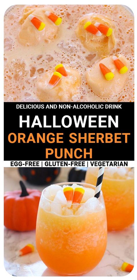 Non Alcoholic Drinks Halloween, Orange Sherbet Punch, Sorbet Punch, How To Make Punch, Colorful Recipes, Homemade Pie Recipes, Sherbet Punch, Halloween Punch, October Ideas