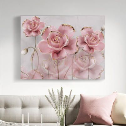 All Collectives - 🌷 The perfect wall art for your space ✨... | Facebook Gray And Pink Living Room, Pictures On Wall, Themed Wall Decor, Pink Living Room Decor, Marble Pictures, Gold Roses, Pink Living Room, Artwork For Living Room, Wall Decor Pictures