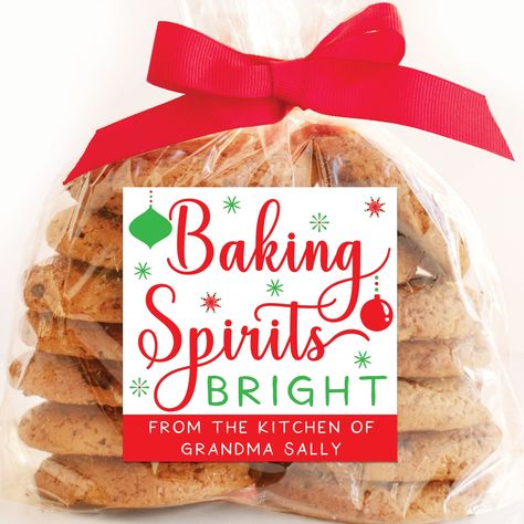 Christmas Cookie Tags, Baked Goods Gift, Holiday Baked Goods, Baking Spirits Bright, Cookie Tags, Feast Mode, Christmas Cookies Gift, Baking Gift, Cookie Favors