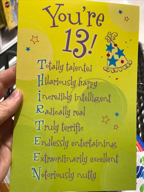 Thirteenth Birthday Card Ideas, Age 13 Quotes, 13 Bday Card Ideas, What To Right In A Birthday Card, 11 Birthday Card Ideas, Teen Birthday Cards Girl, 13 Birthday Quotes Boy, 13th Birthday Cards For Girls Diy, Birthday Card For Teen Boy