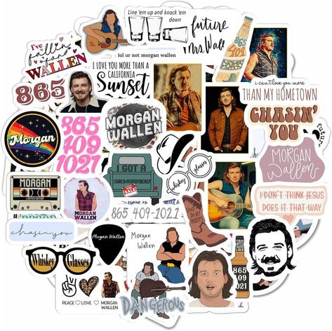 Morgan Wallen Stickers, Singer Stickers, Stickers For Phone, Guitar Stickers, Music Merch, Music Cartoon, Band Stickers, Country Singer, Music Stickers