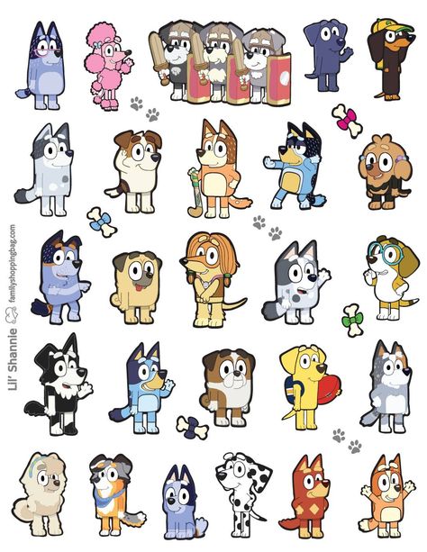 Stickers Bluey Stationery List, Bingo Party, Disney Jr, Kitten Stickers, Free Printable Stickers, 2nd Birthday Party Themes, Monster Party, Party Banners, Third Birthday