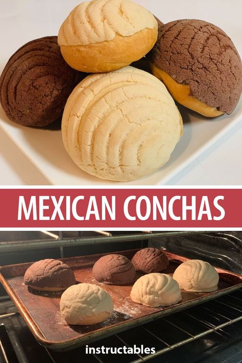 Mexican Dessert Recipes Easy, Conchas Recipe, Mexican Conchas, Authentic Mexican Desserts, Mexican Sweet Bread, Mexican Bakery, Mexican Sweets, Mexican Pastries, Mexican Sweet Breads