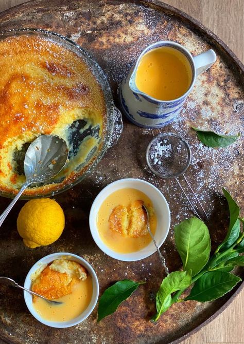 Self-saucing Lemon Pudding Self Saucing Lemon Pudding, Sticky Lemon Pudding, Self Saucing Pudding, Easy Puddings, Warm Desserts, Lamb Ribs, Lemon Pudding, African Recipes, Lemon Pound Cake