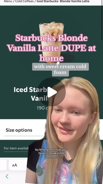 Brookelyn ☕️✨💕 on Instagram: "Starbucks Blonde Vanilla Latte Recipe At Home

(FULL DETAILED EXPLANATION ON TIKTOK)

‼️ you do not need a nespresso machine!! You can use any alternative for 2 shots of espresso such as instant espresso or other espresso machines. ‼️

 If you want to save some money by making your Starbucks drinks at home, you’re in the right place! Welcome to my series where I make your favorite drinks based on your comments (so tell me your favorite drink so l can make it!)

Today’s drink is a blonde vanilla latte with sweet cream cold foam, as always you can change the flavor of the cold foam as you please, today I chose banana for myself 🍌

Recipe:
✨ 2 shots of espresso (you can do this with no nespresso machine as well). For the @nespresso machine I use 2 of the starbu Blonde Espresso Starbucks Drinks, Nespresso Vanilla Latte Recipe, Blonde Espresso Starbucks, Starbucks Iced Vanilla Latte Recipe, Starbucks Blonde Vanilla Latte, Nespresso Machine, Vanilla Latte, Latte Recipe, Cold Coffee