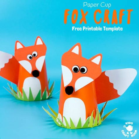 Cute-Paper-Cup-Fox-Craft-square Kids Crafts Letters, Fox Craft, Paper Cup Crafts, Paper Fox, Fox Crafts, Kids Craft Room, Fun Fall Crafts, Fox Kids, Easy Origami