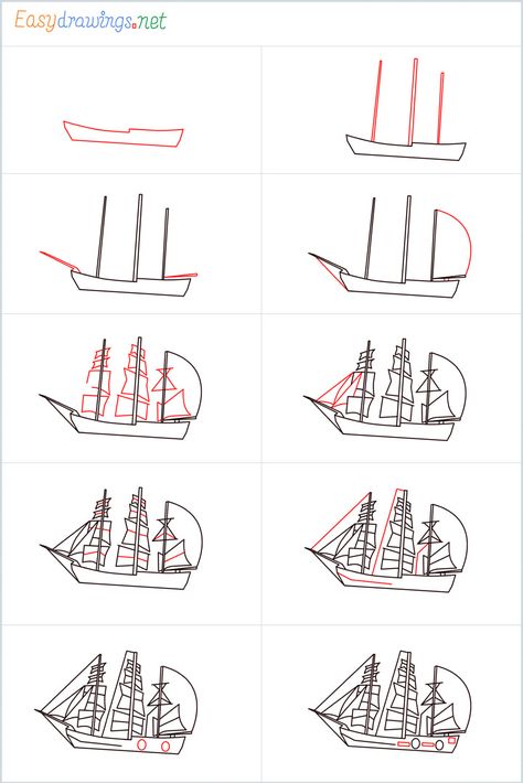 Pirate Boat Drawing, Draw A Pirate Ship, Pirate Ship Drawing, Ship Pirate, Pirate Boats, Boat Drawing, Ship Drawing, Denim Projects, Step Drawing