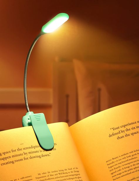 PRICES MAY VARY. CUSTOMIZE YOUR ILLUMINATION: The book light for reading in bed has 3 color temperatures and 3 brightness settings. The brightest setting easily lights up 2 full pages of any size book, and the lowest one creates a private reading space for you when your partner is sleeping next to you RECHARGEABLE AND LONG-LASTING: The built-in rechargeable battery provides 4 – 80 hours of even and eye-friendly light based on your brightness setting. In just 1.5 hours, you can fully charge the r Books In Bed, Book Light Clip, Bed Reading Light, Reading At Night, One Step Beyond, Reading Space, Book Lamp, Reading Lights, Book Light