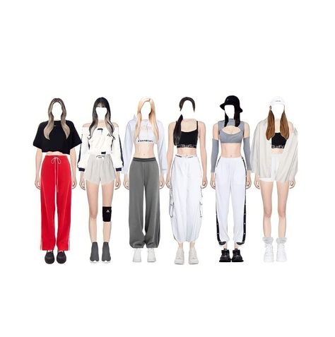 6 Member Girl Group Outfits, Kpop Dance Practice Outfits, Dress Santai, Super Power Girl, Gg Outfits, Concert Clothes, Outfit Dance, Kpop Clothes, Plant Styling