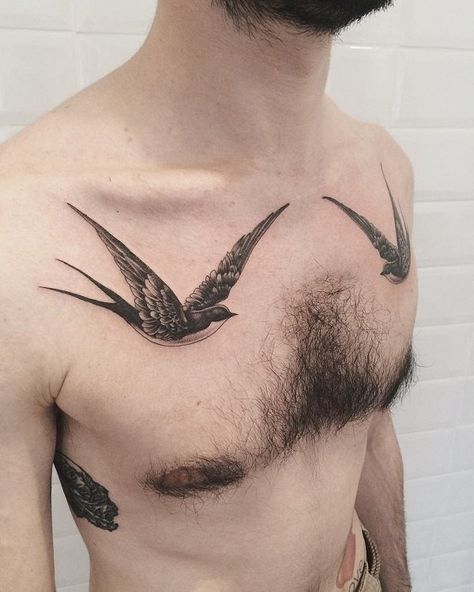 Swallow chest tattoo for man - 100  Lovely Swallow Tattoos  <3 <3 Chest Tattoo For Man, Swallow Hand Tattoo, Swallow Tattoo Meaning, Tattoo For Man, Teardrop Tattoo, Swallow Tattoos, Swallow Tattoo Design, Globe Tattoos, Rose Tattoo Thigh