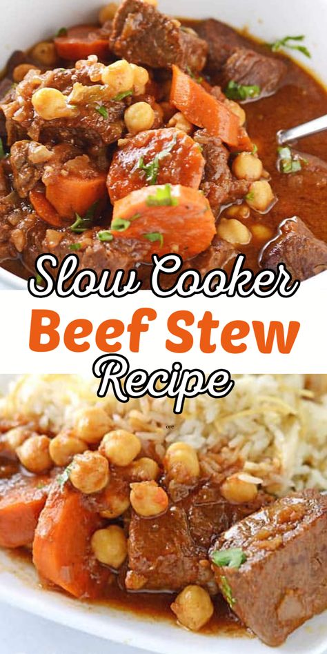 Chickpea Beef Stew, Middle Eastern Beef Stew, Beef Stew Slow Cooker, Moroccan Beef Stew, Recipe With Chickpeas, Gluten Free Beef Stew, Stew Slow Cooker, Slow Cook Beef Stew, Slow Beef Stew