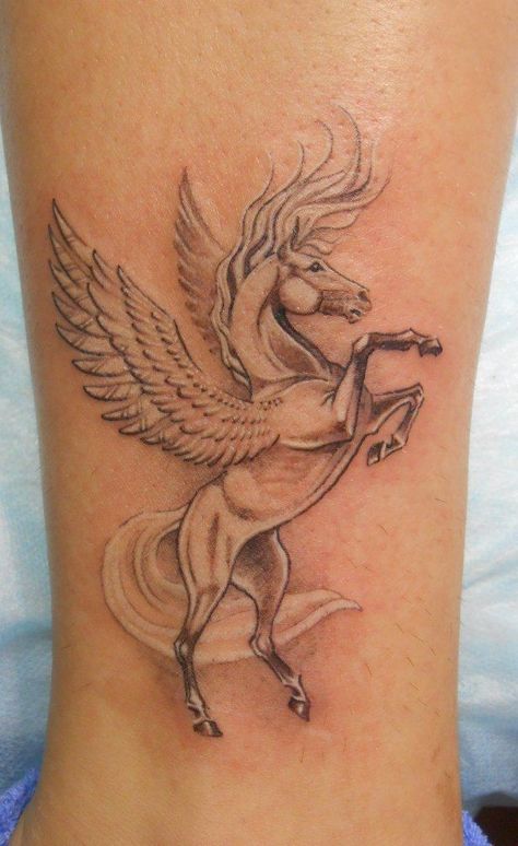 Pegasus Tattoos, Tattoos Delicate, Unicorn Tattoo Designs, Pegasus Tattoo, Horse Tattoos, Greek Tattoo, Horse Tattoo Design, Cowgirl Tattoos, Farming Life