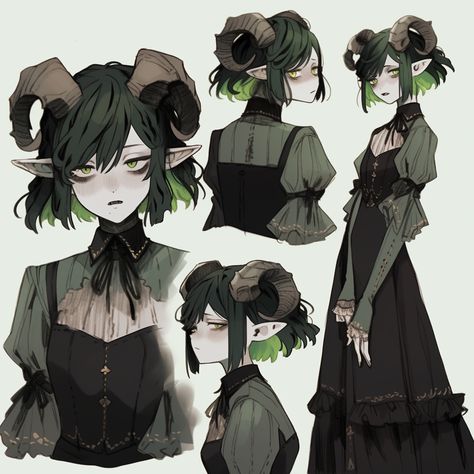 Southern Gothic Character Design, Goat Man Character Design, Dnd Character Design Tiefling, Victorian Dnd Character, Victorian Era Character Design, Dragon Girl Character Design, Short Fantasy Hair, Dungeons And Dragons Character Design, Short Hair Character Design