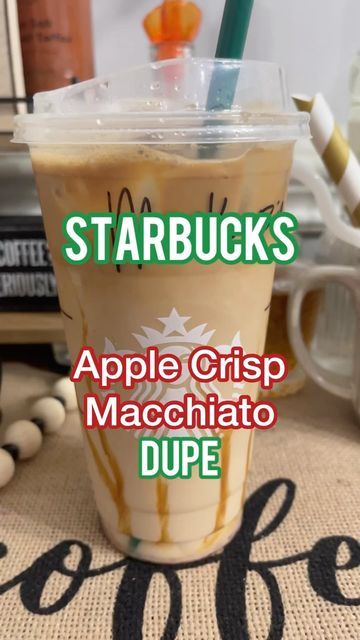 Caramel Apple Iced Coffee, Monin Syrup Recipes Coffee, Starbucks Apple Crisp Macchiato, Caramel Apple Butter, Apple Crisp Macchiato, Oatmeal Shake, Carmel Coffee, Apple Crisp With Oatmeal, Shot Of Espresso