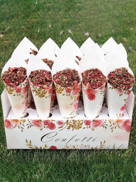 1set Wedding Display Confetti Cone Box,  Modern Letter Paper Confetti Cone Stand For Birthday, Wedding, Photography Props Party Supplies Decoration Multicolor    Paper Cartoon,Striped    Event & Party Supplies, size features are:Bust: ,Length: ,Sleeve Length: Flower Confetti Cones, Tray For Wedding, Wedding Cones, Kraft Paper Wedding, Confetti Cones, Gift Tray, Flower Confetti, Marriage Decoration, Wedding Display