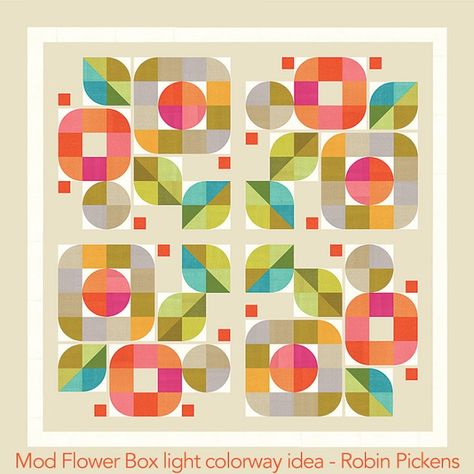 Mod Flower Box Quilt Pattern by Robin Pickens 644216518029 - Quilt in a Day Patterns