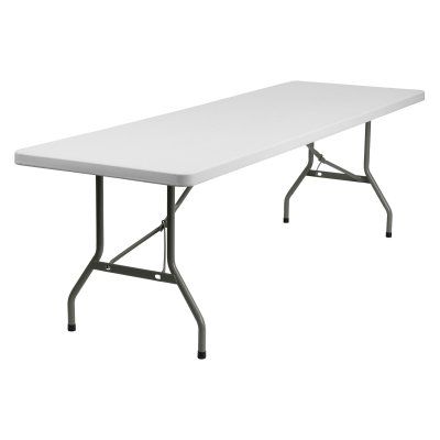 Flash Furniture 30 x 96 in. Rectangle Folding Table - DAD-YCZ-244-GW-GG, Durable Plastic Folding Table, White Plastic Table, Half Table, Training Table, Folding Tables, Foldable Table, Event Table, White Table Top, Plastic Tables